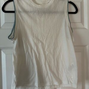 Nike White Sleeveless Tank Top with Blue Trim